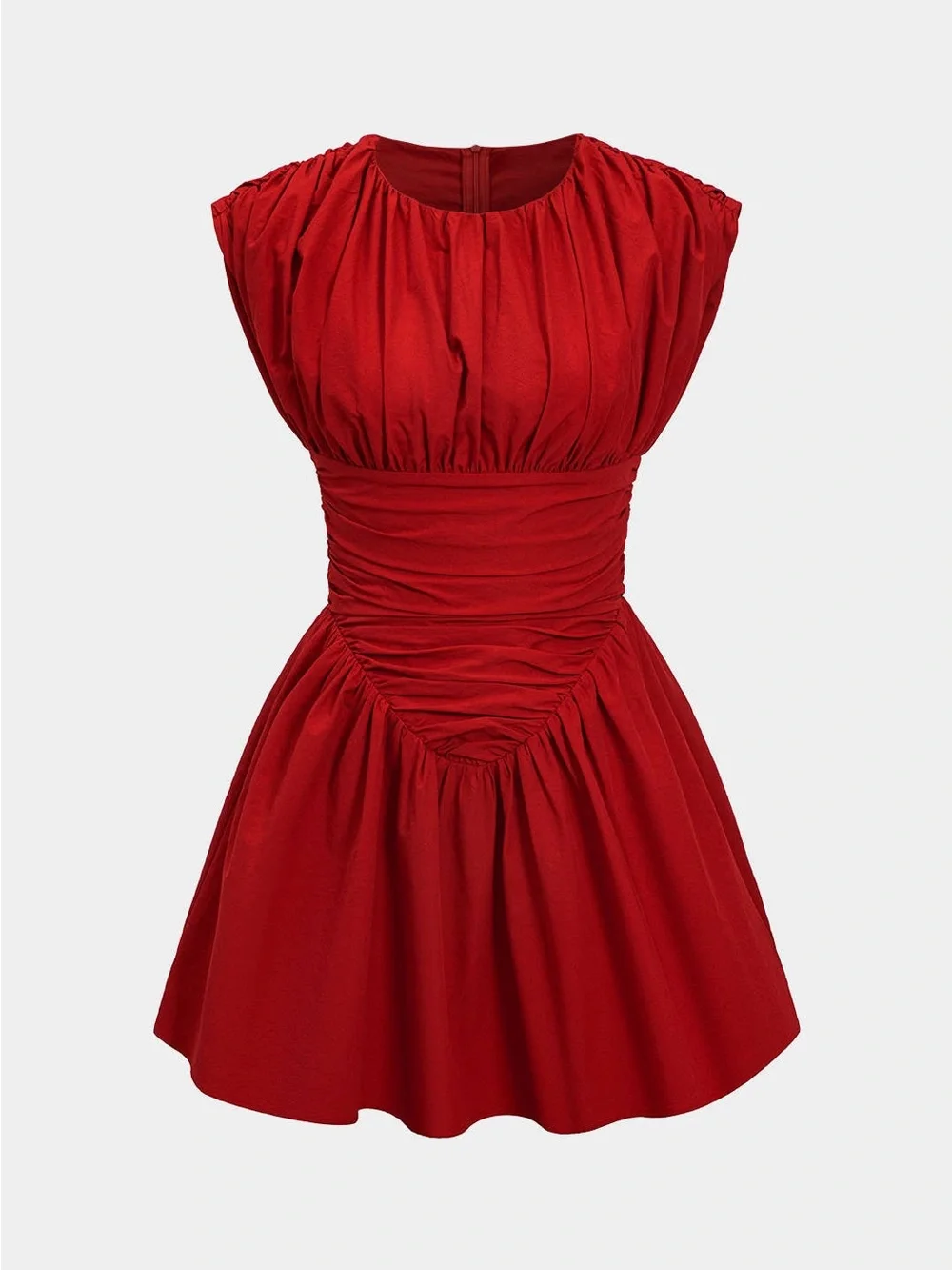 Red ruched mini dress